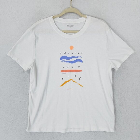 Athleta Shirt Womens Medium White Morgan Harper Breathe Rest Rise Graphic Tee - Picture 1 of 11